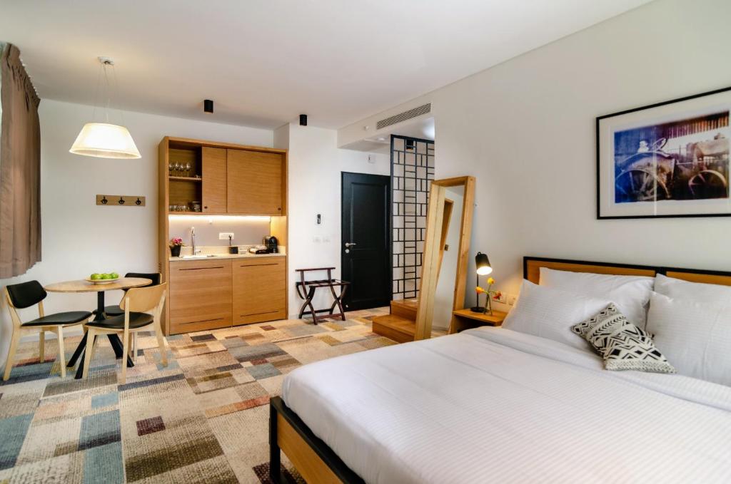 Kuchyň nebo kuchyňský kout v ubytování Biazi Hotel