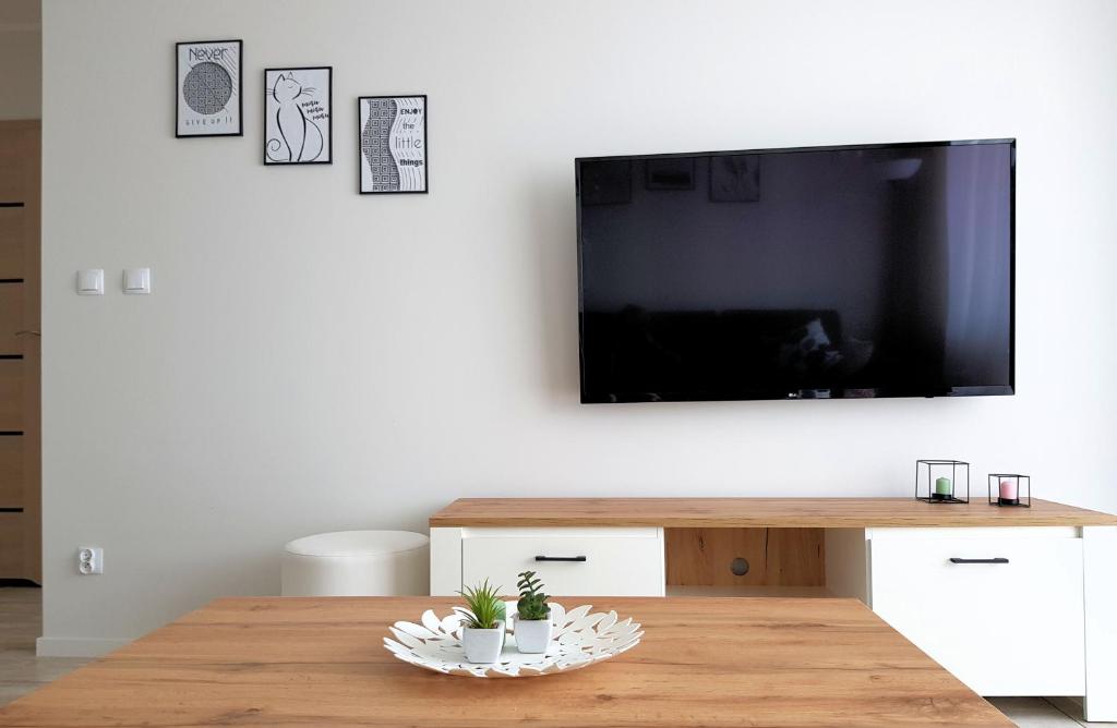 Televízia a/alebo spoločenská miestnosť v ubytovaní CHILLIapartamenty - Bliżej Morza - KARLA