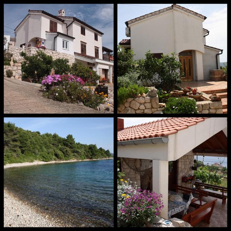 a group of four pictures of a house and a river at Apartman Slavko in Zverinac