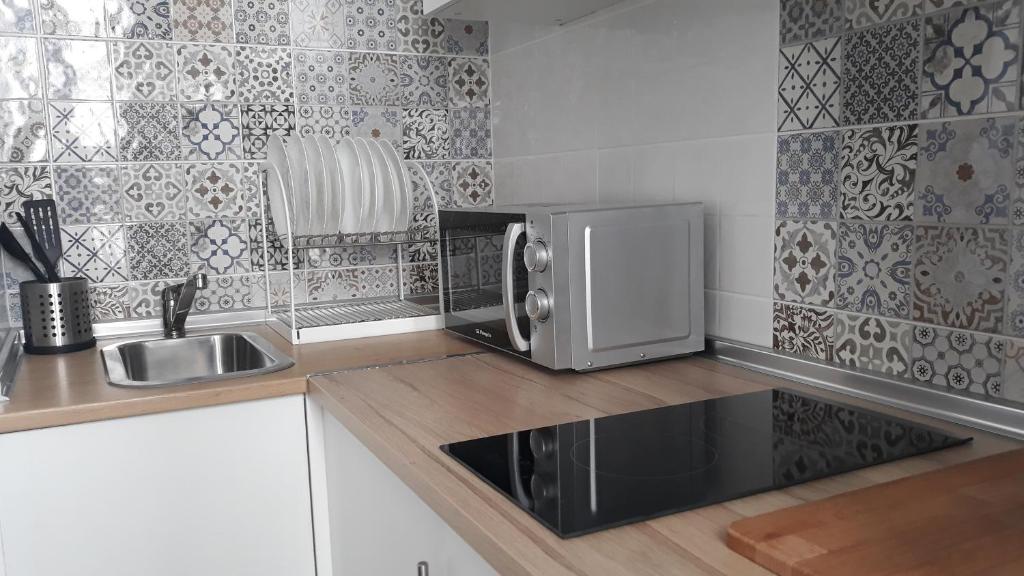 Kuchyň nebo kuchyňský kout v ubytování Puerta Alameda Suites