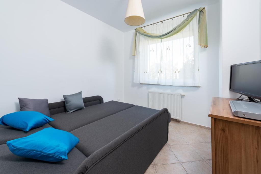 Televízia a/alebo spoločenská miestnosť v ubytovaní Apartamenty Jasna