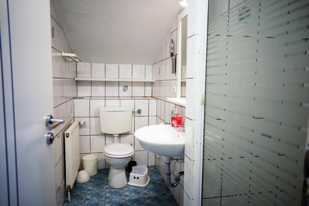 Koupelna v ubytování Lindenhof Habernis