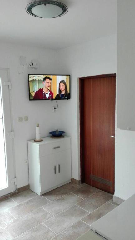 Televízia a/alebo spoločenská miestnosť v ubytovaní Apartments Delfin