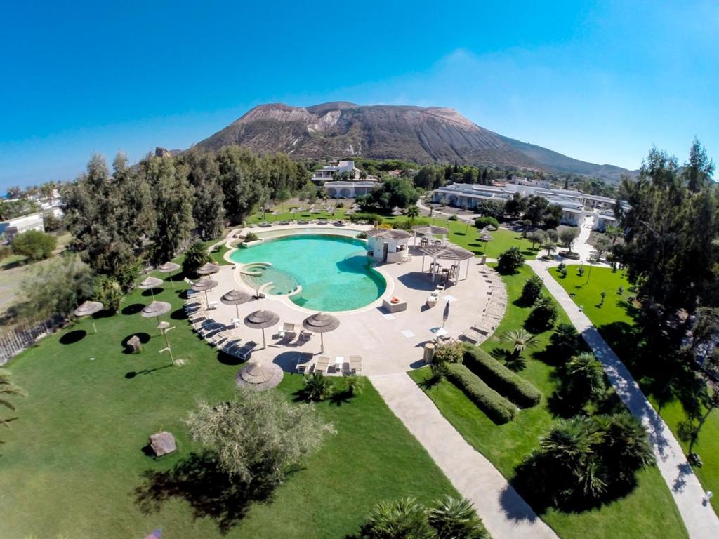 an aerial view of a resort with a pool at Mari del Sud Resort in Vulcano