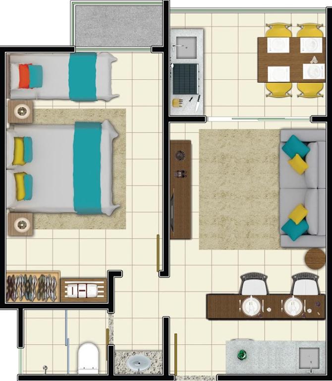  Apartamento em Resort de Olimpia
