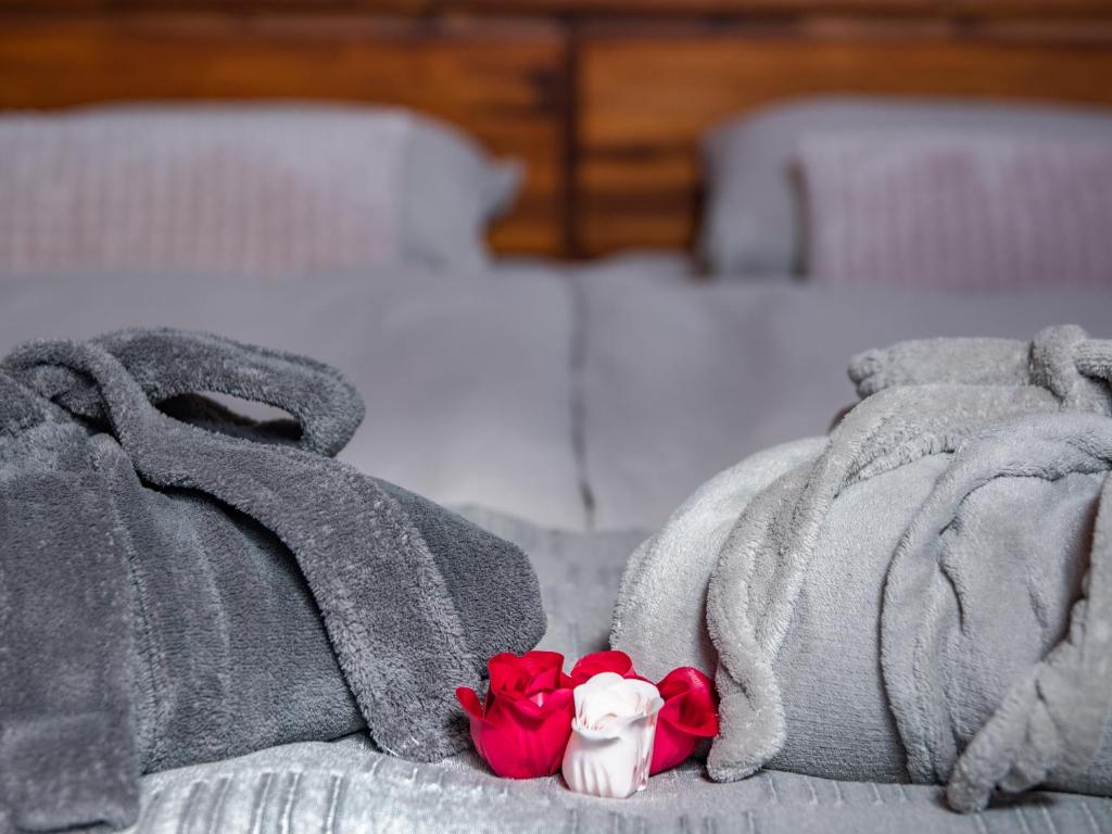 Łóżko lub łóżka w pokoju w obiekcie Penzion Na barokní cestě Wellness & Spa