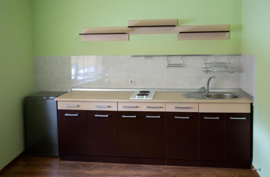 Kuchyň nebo kuchyňský kout v ubytování Hotel Complex Olimp