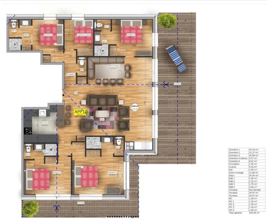 a floor plan of a villa with a layout at Penthouse Chamois - LES CHALETS COVAREL in La Daille