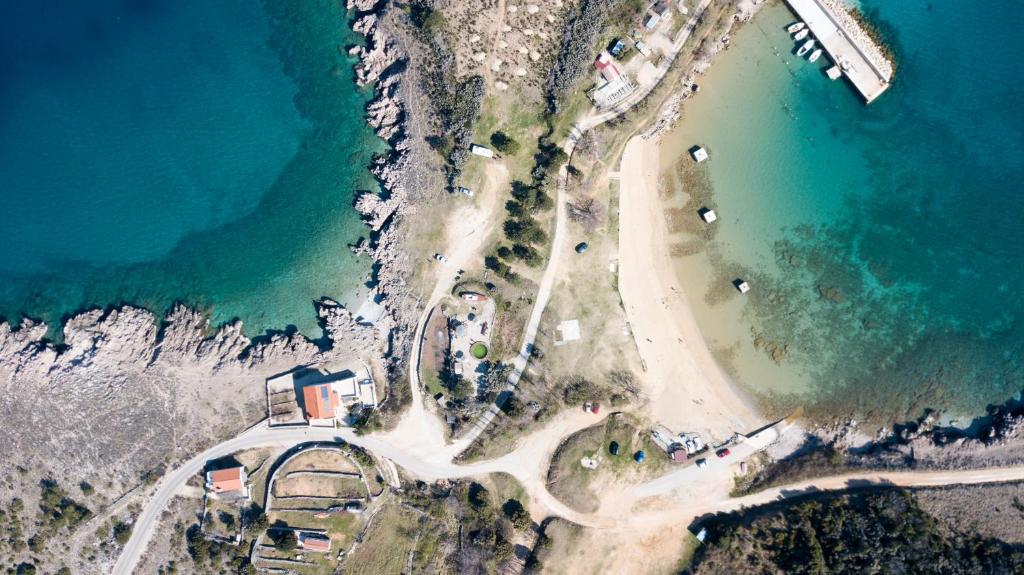 an aerial view of a beach and the ocean at Apartment Sv. Marak in Risika