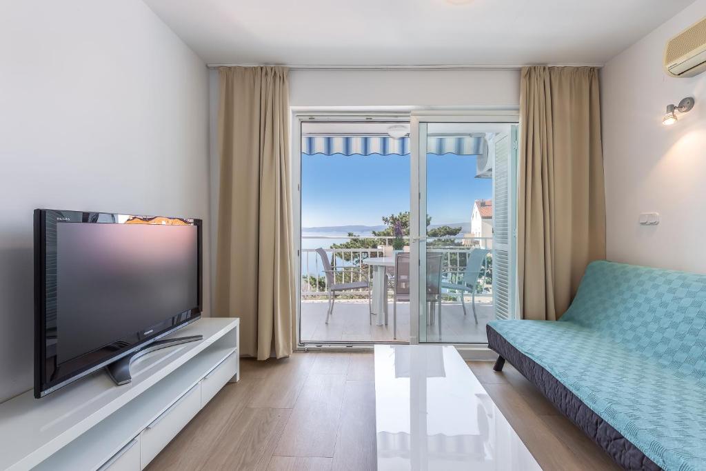 TV a/nebo společenská místnost v ubytování Apartments Selce