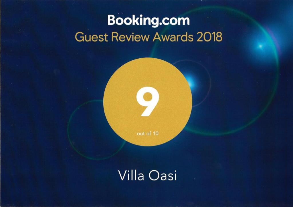 a screenshot of the quest review awards with a yellow circle at Villa Oasi in Gaeta