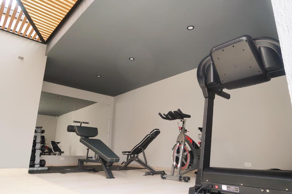 Fitness centrum a/nebo fitness zařízení v ubytování Hotel Dix