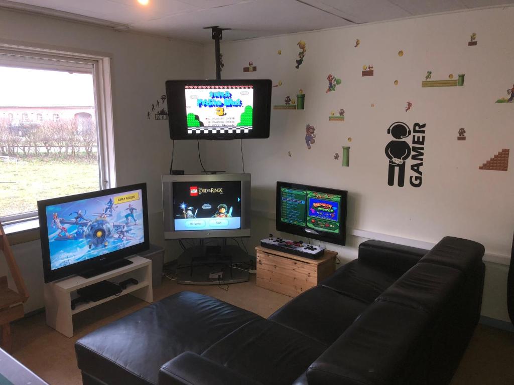 TV a/nebo společenská místnost v ubytování Hestkær Family Rooms
