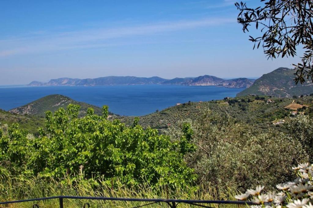 a view of the ocean from the hills at Anania Cottage in Skopelos Town