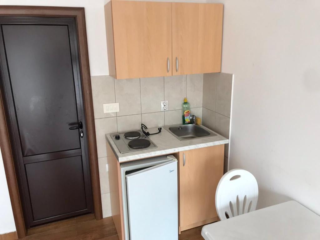 Kuchyň nebo kuchyňský kout v ubytování Apartmani Franeta Budva