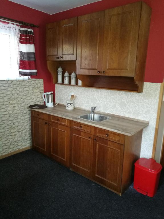 Kuchyň nebo kuchyňský kout v ubytování Nature Apartments