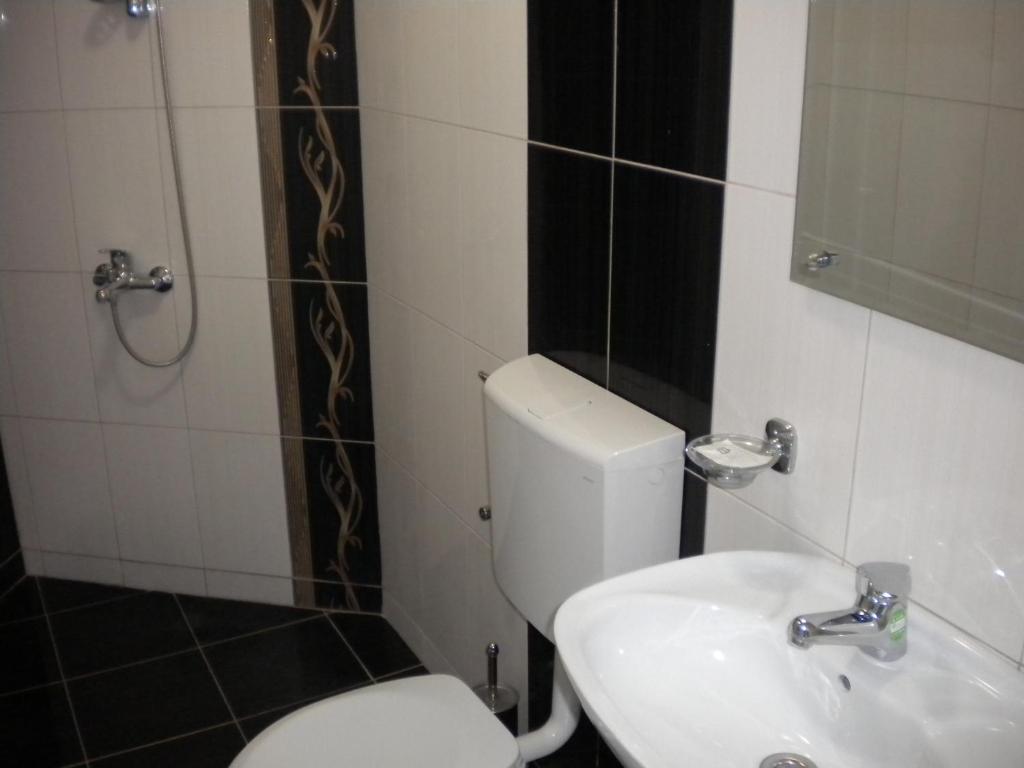 Koupelna v ubytování Hotel Leder