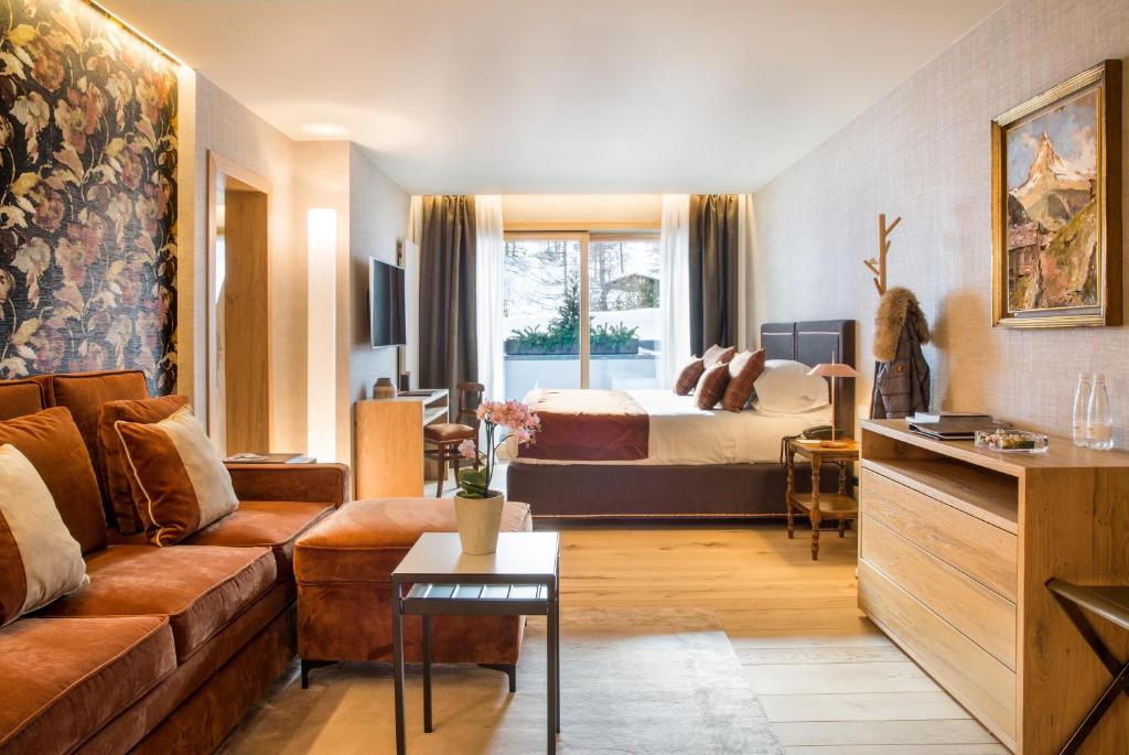 Posezení v ubytování Hotel Hermitage Relais & Châteaux