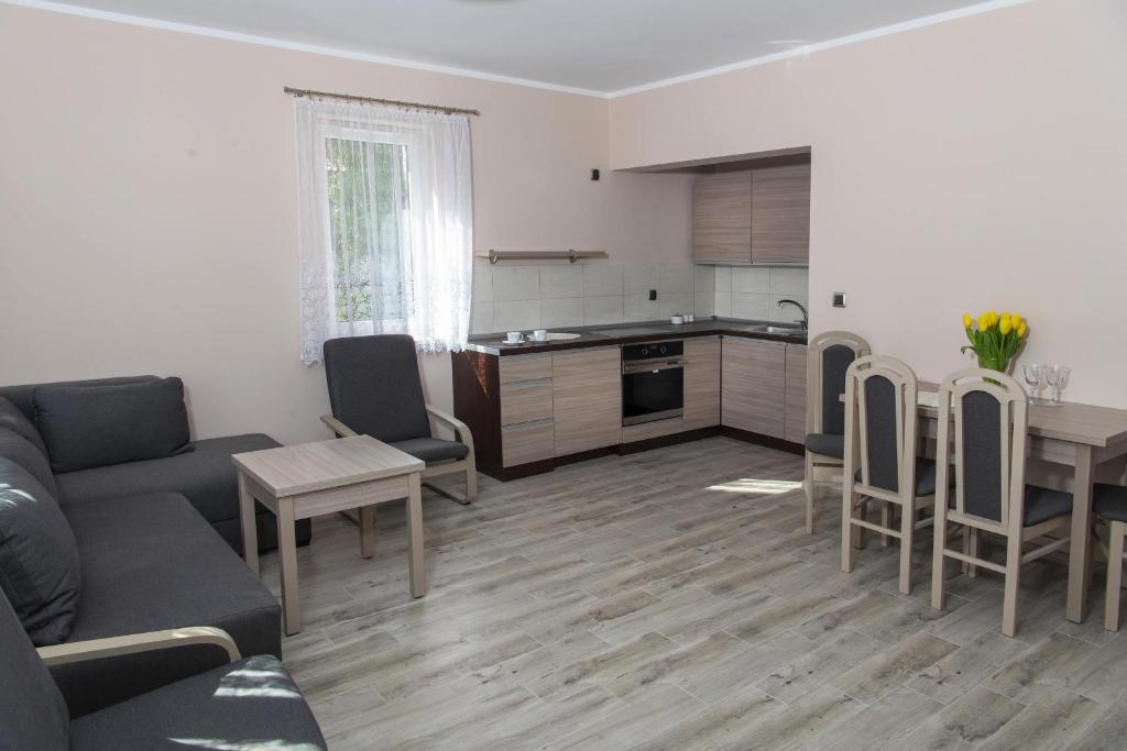 Kuchyň nebo kuchyňský kout v ubytování Apartamenty Ewa II