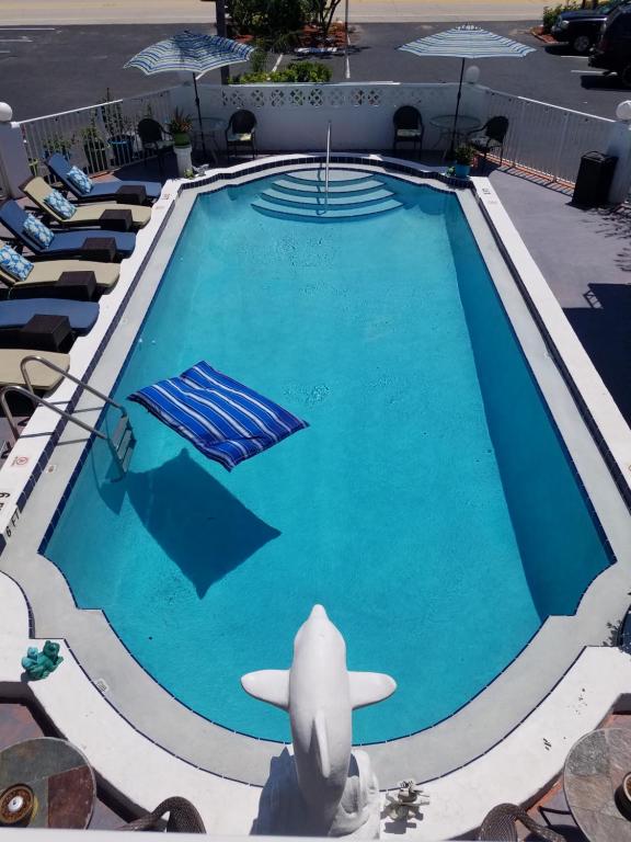 a swimming pool at a resort with lounge chairs at Ashley Brooke Beach Resort in Deerfield Beach
