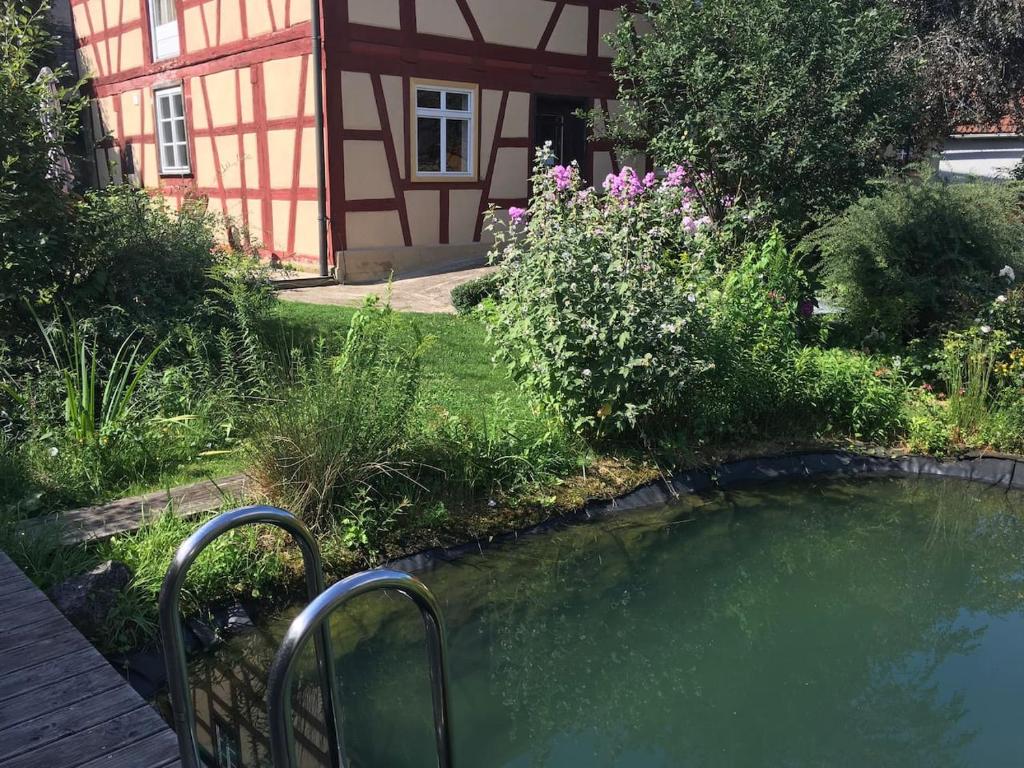 a small swimming pool in front of a house at Haselbachstraße 6 in Ebensfeld