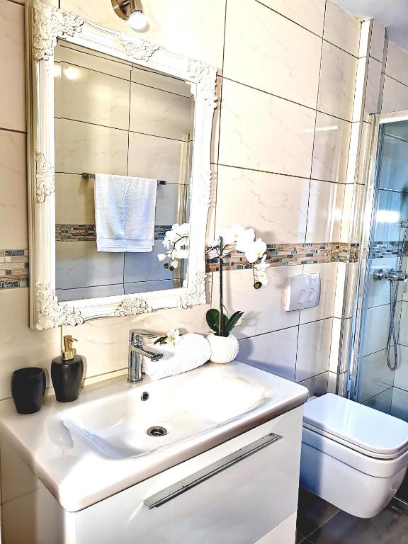Koupelna v ubytování Apartments Ante