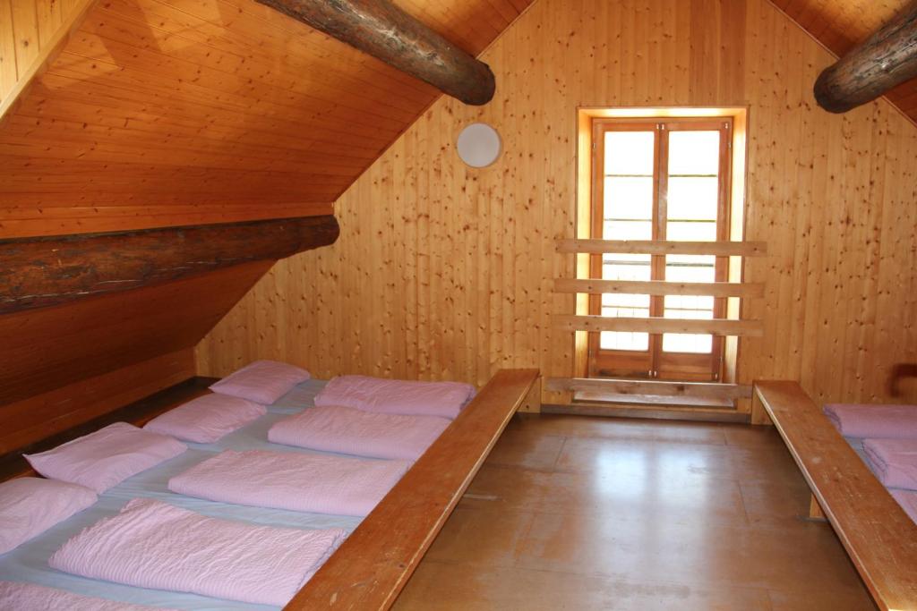 een kamer met twee stapelbedden en een raam bij Albergo San Gottardo in Airolo