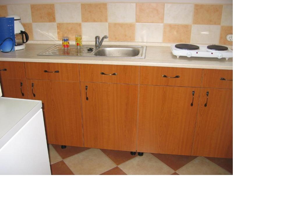 A kitchen or kitchenette at Bodzavirág Apartman
