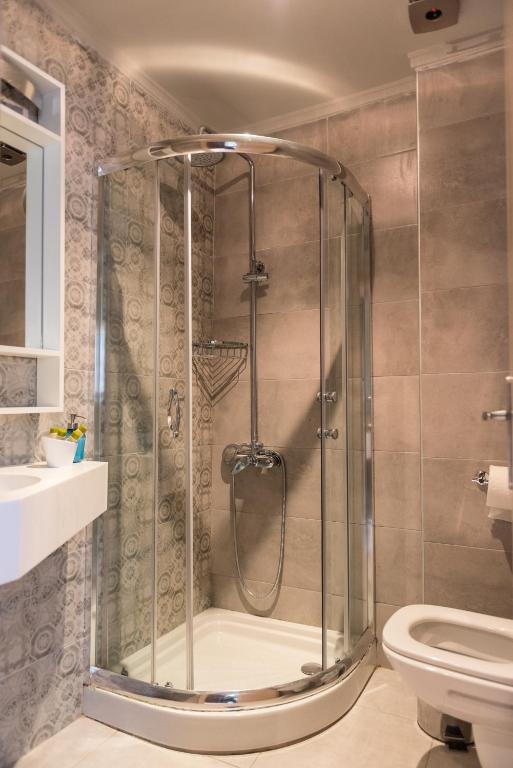 Koupelna v ubytování Stamos Hotel