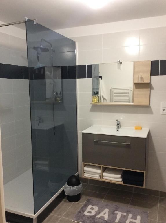 蒙特勒伊貝萊的住宿－Loc126，带淋浴和盥洗盆的浴室