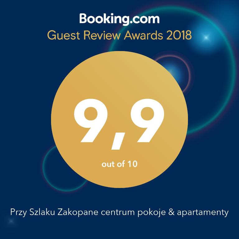 Certifikát, ocenenie alebo iný dokument vystavený v ubytovaní Przy Szlaku Zakopane centrum pokoje & apartamenty