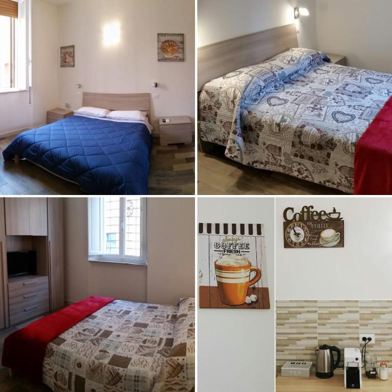 a collage of four pictures of a bedroom at A Casa di Asia in Grosseto
