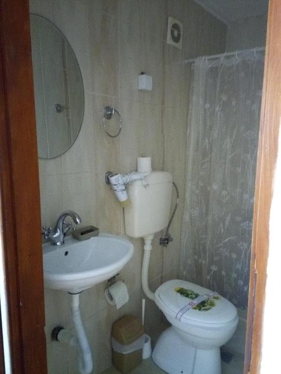 a bathroom with a toilet and a sink at Vicky Apartments in Kotor