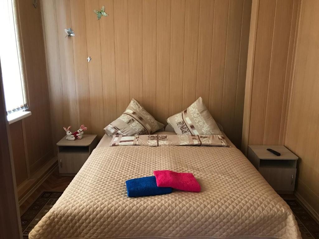 イルクーツクにあるГостиница на Рабочего Штабаのベッドルーム1室(枕2つ付)