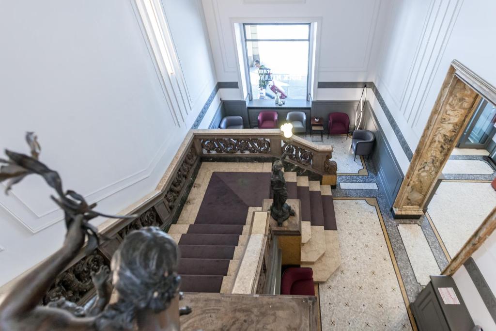 an overhead view of a staircase in a building at Best Quality Hotel Dock Milano in Turin