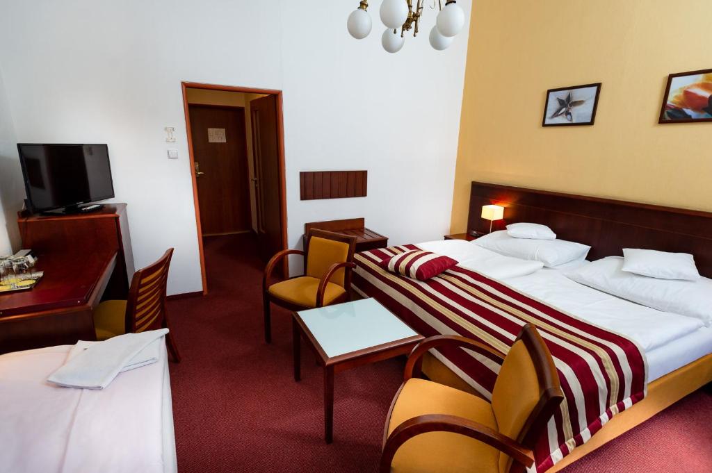 Łóżko lub łóżka w pokoju w obiekcie Hotel Petr