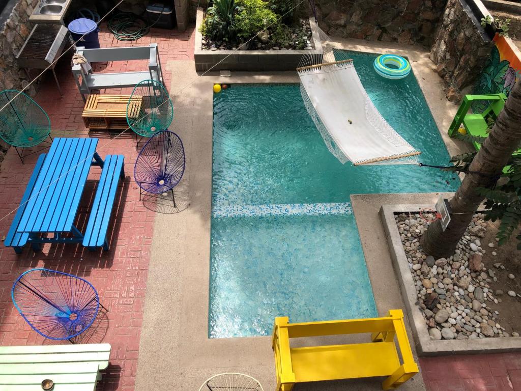 A view of the pool at Hostal Tortuga or nearby