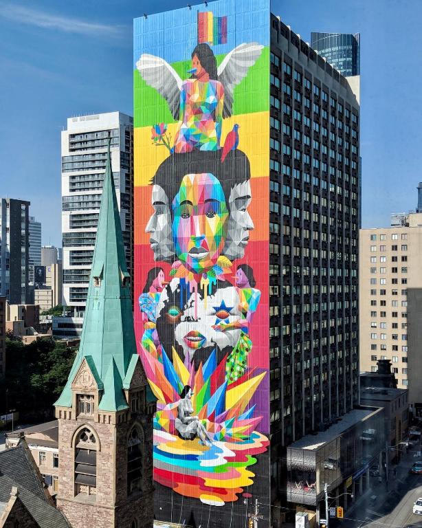 a large mural on the side of a building at Parkside Student Residence Downtown Toronto in Toronto
