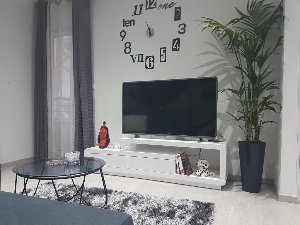 Televízia a/alebo spoločenská miestnosť v ubytovaní Palladium City Center Apartments