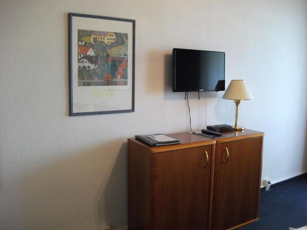 TV a/nebo společenská místnost v ubytování Hotel Am Wald -GARNI-