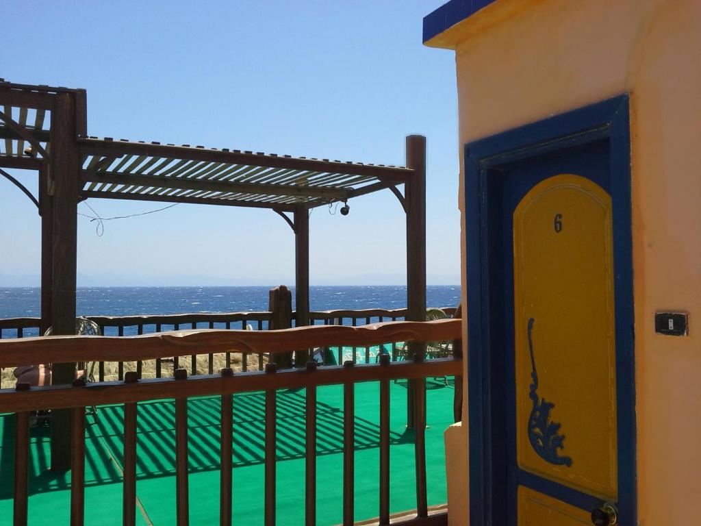 a view of the ocean from a resort balcony at Neptune Hotel in Dahab