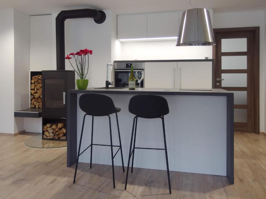 Kuchyň nebo kuchyňský kout v ubytování Apartments ViTa