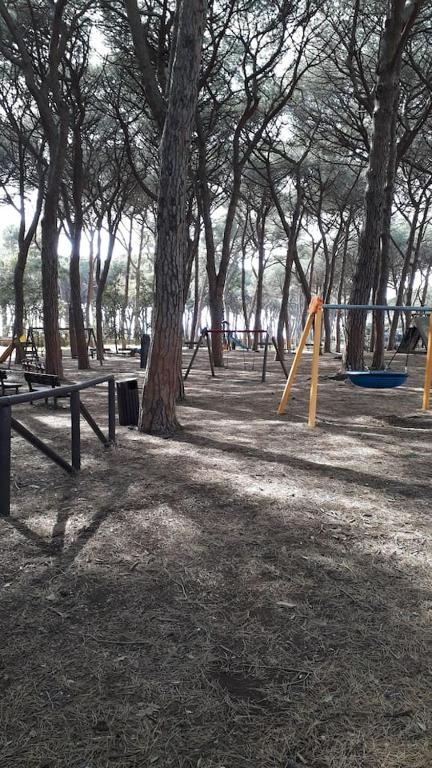 un parco con panchine, altalene e alberi di Un mare di relax a Follonica