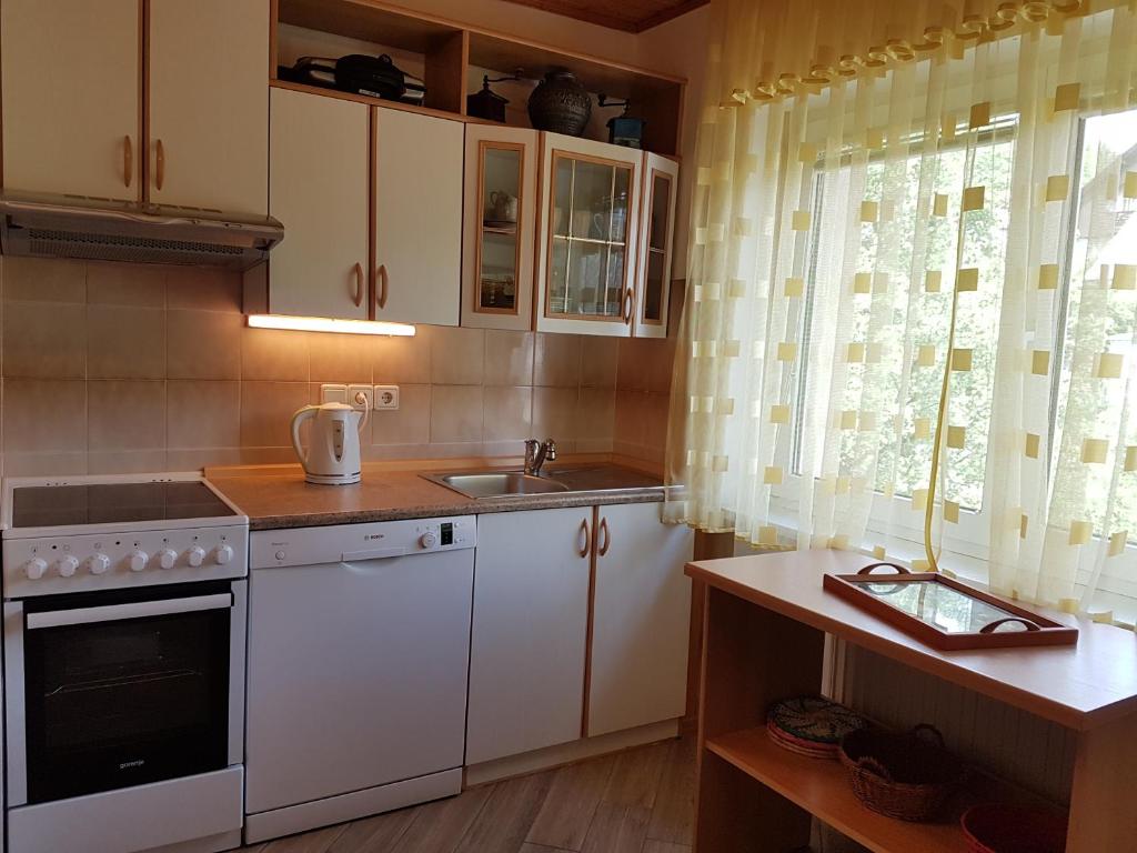 Kuchyň nebo kuchyňský kout v ubytování Apartma Žvan