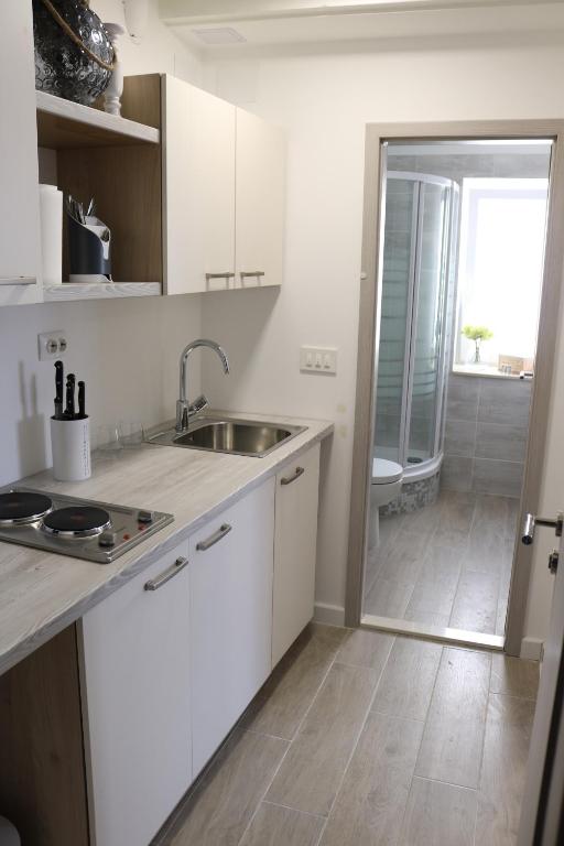 Kuchyň nebo kuchyňský kout v ubytování Trogir Square Apartment