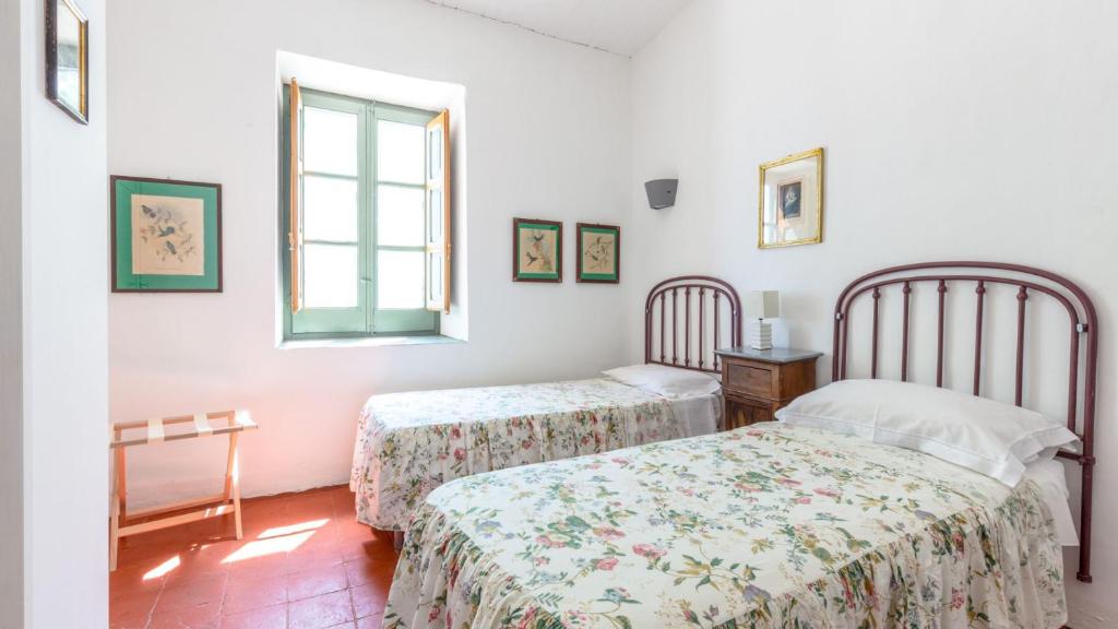 1 dormitorio con 2 camas y ventana en HostelRoma, en Roma