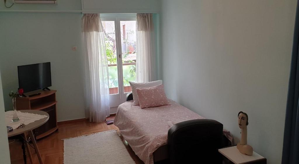 Televízia a/alebo spoločenská miestnosť v ubytovaní Koukaki apartment near Acropolis