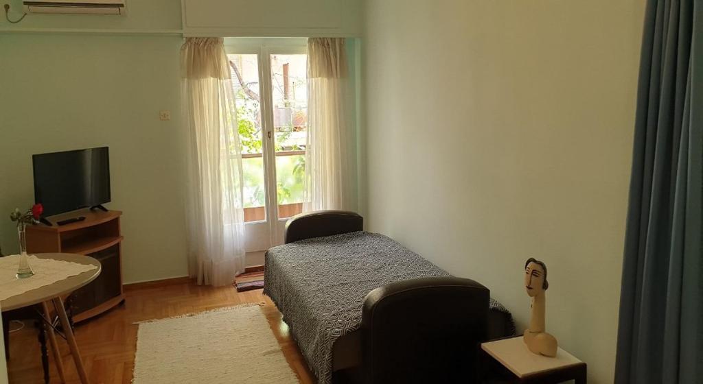 Televízia a/alebo spoločenská miestnosť v ubytovaní Koukaki apartment near Acropolis