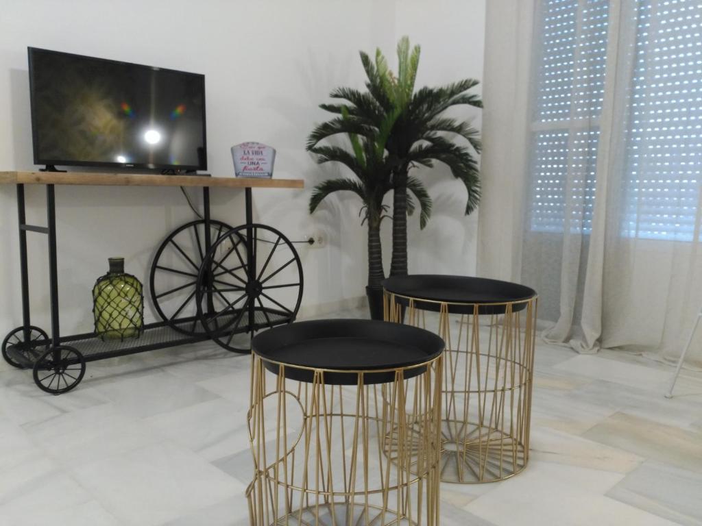 Televízia a/alebo spoločenská miestnosť v ubytovaní Apartamento la albariza.