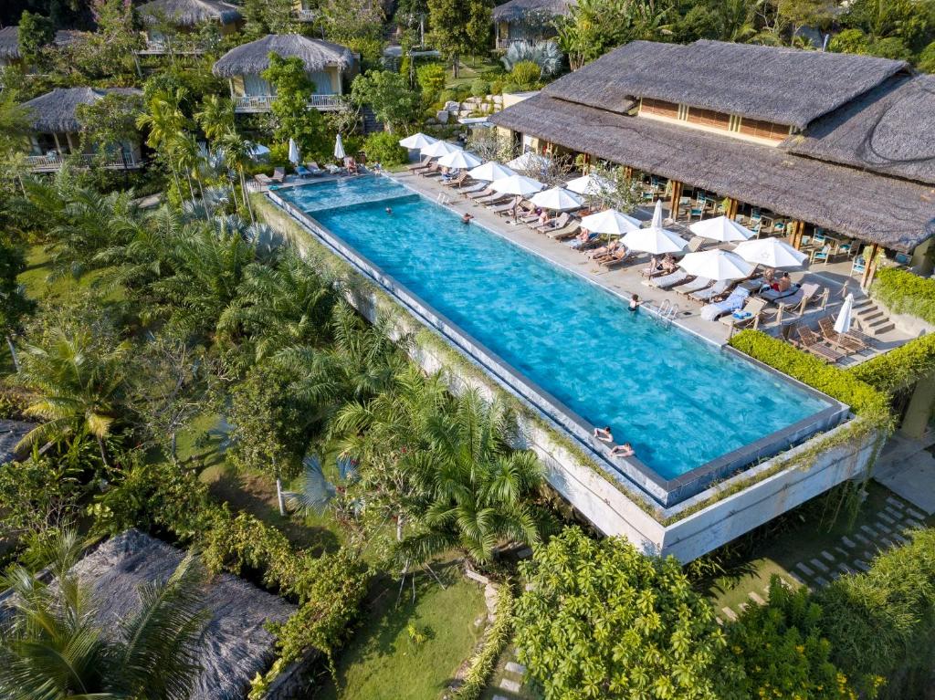 an aerial view of the pool at the resort at Lahana Resort Phu Quoc & Spa in Phu Quoc